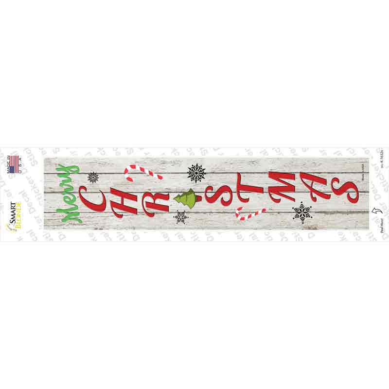 K-1632s-M Merry Christmas Novelty Narrow Sticker Decal - Medium