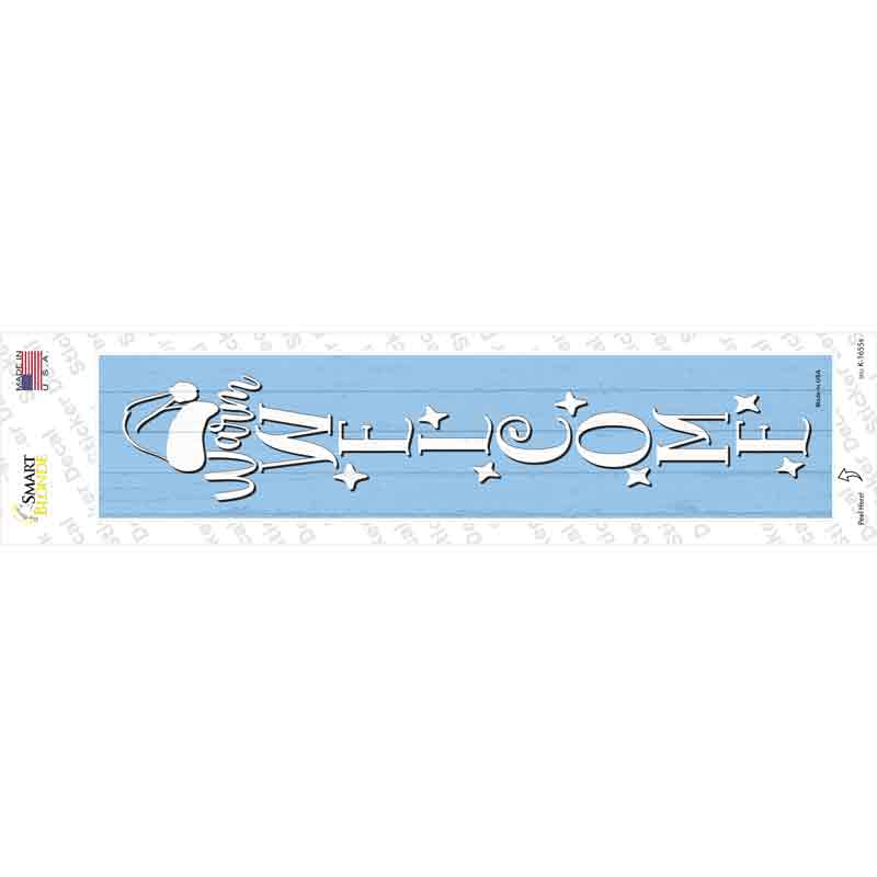 K-1655s-M Warm Welcome Blue Novelty Narrow Sticker Decal - Medium