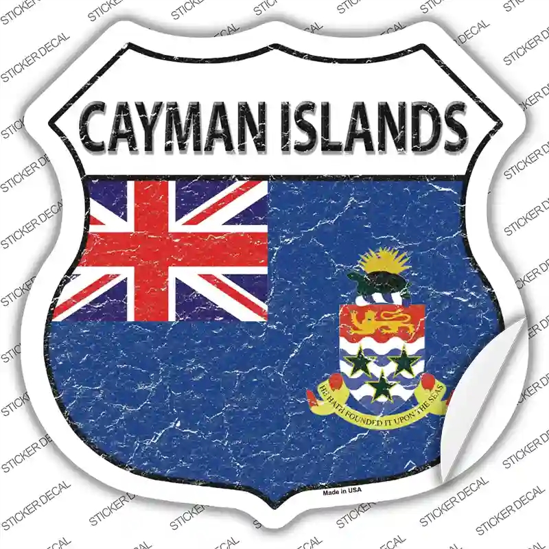 HS-208s-L Cayman Islands Flag Novelty Highway Shield Sticker Decal - Large