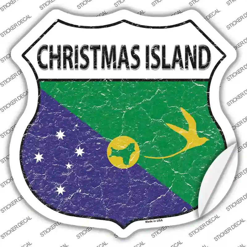 HS-214s-S Christmas Island Flag Novelty Highway Shield Sticker Decal - Small