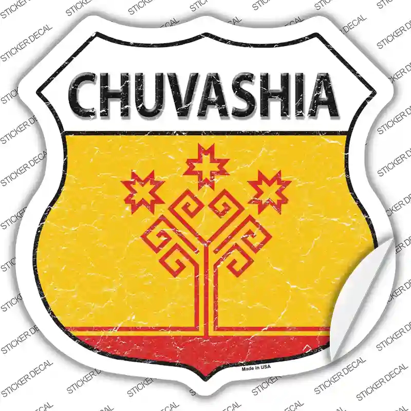 HS-215s-L Chuvashia Flag Novelty Highway Shield Sticker Decal - Large