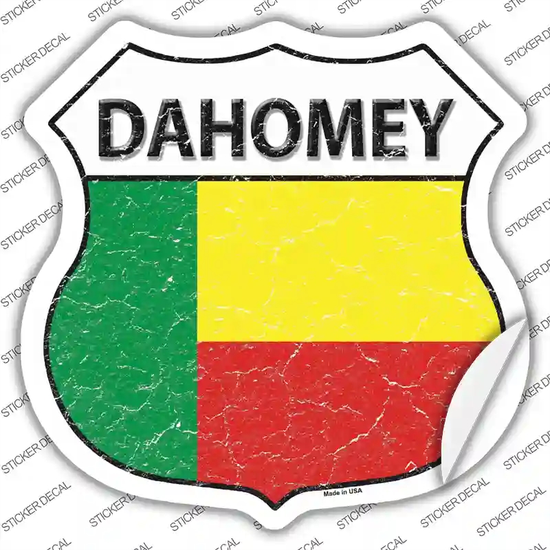 HS-232s-S Dahomey Flag Novelty Highway Shield Sticker Decal - Small