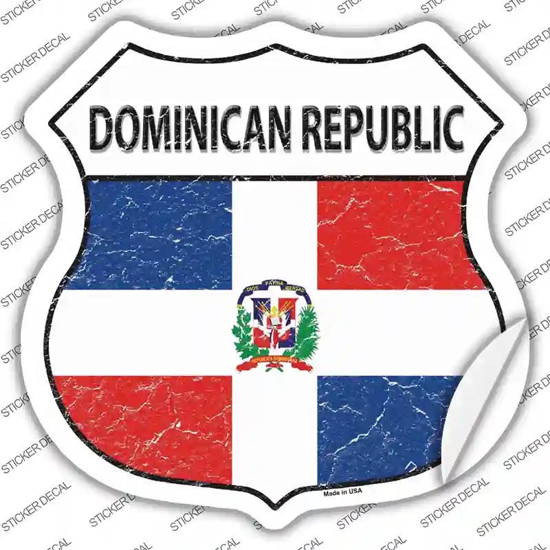 HS-236s-L Dominican Republic Flag Novelty Highway Shield Sticker Decal - Large