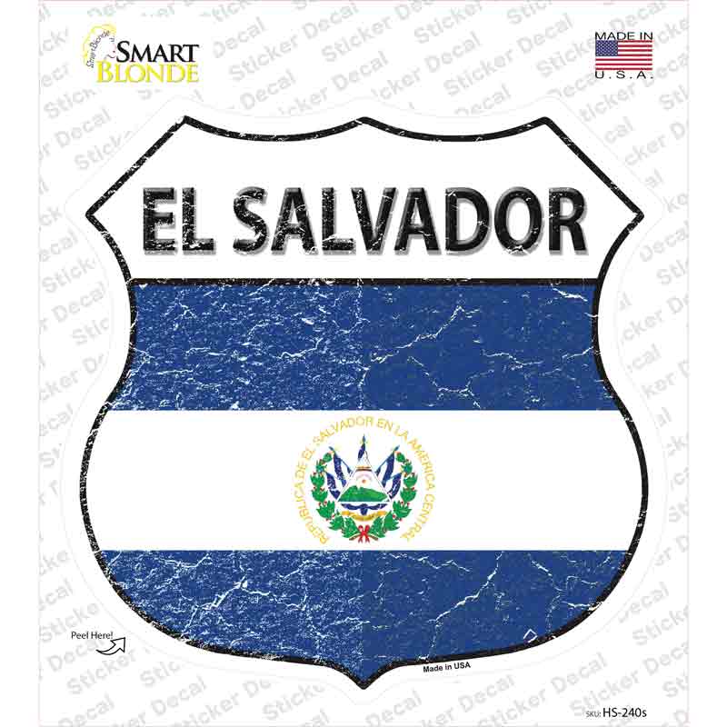 HS-240s-M El Salvador Flag Novelty Highway Shield Sticker Decal - Medium