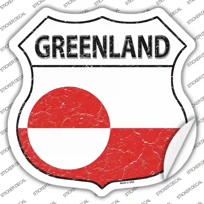 HS-263s-L Greenland Flag Novelty Highway Shield Sticker Decal - Large