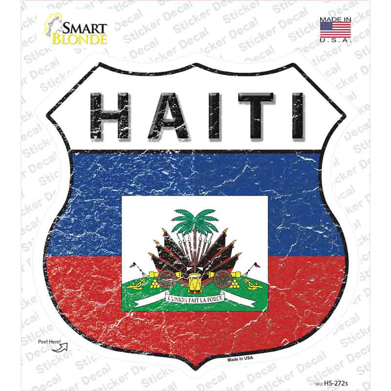 HS-272s-M Haiti Flag Novelty Highway Shield Sticker Decal - Medium