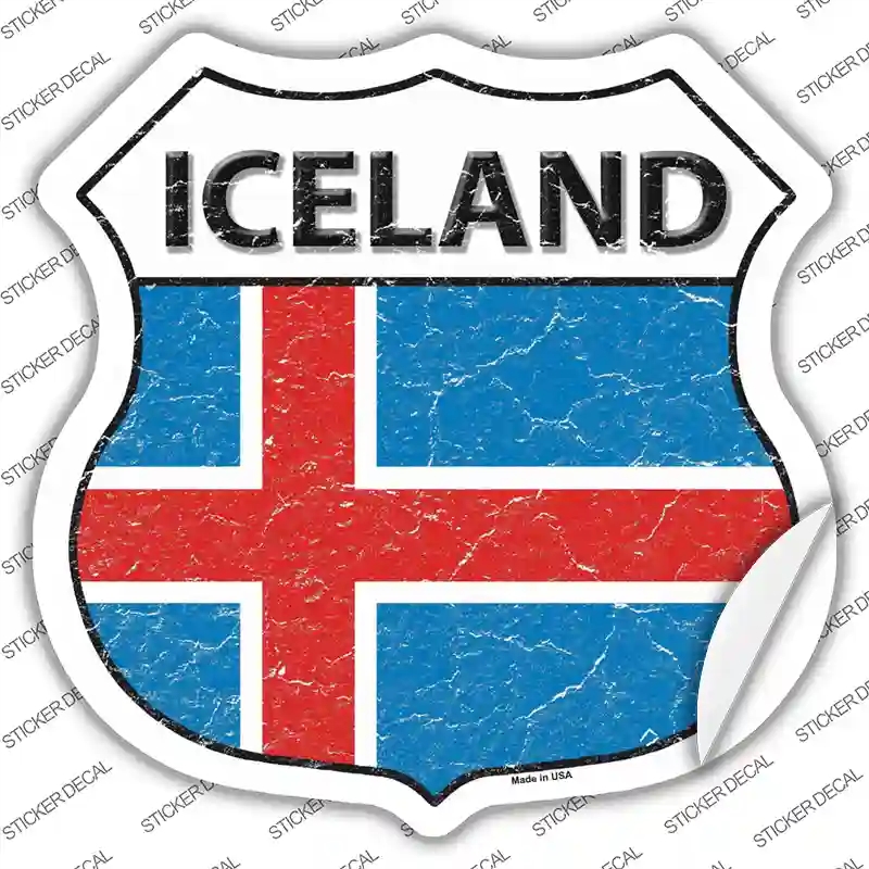 HS-277s-S Iceland Flag Novelty Highway Shield Sticker Decal - Small