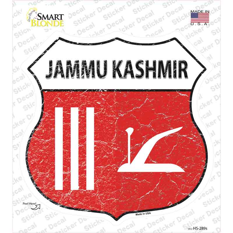 HS-289s-M Jammu Kashmir Flag Novelty Highway Shield Sticker Decal - Medium