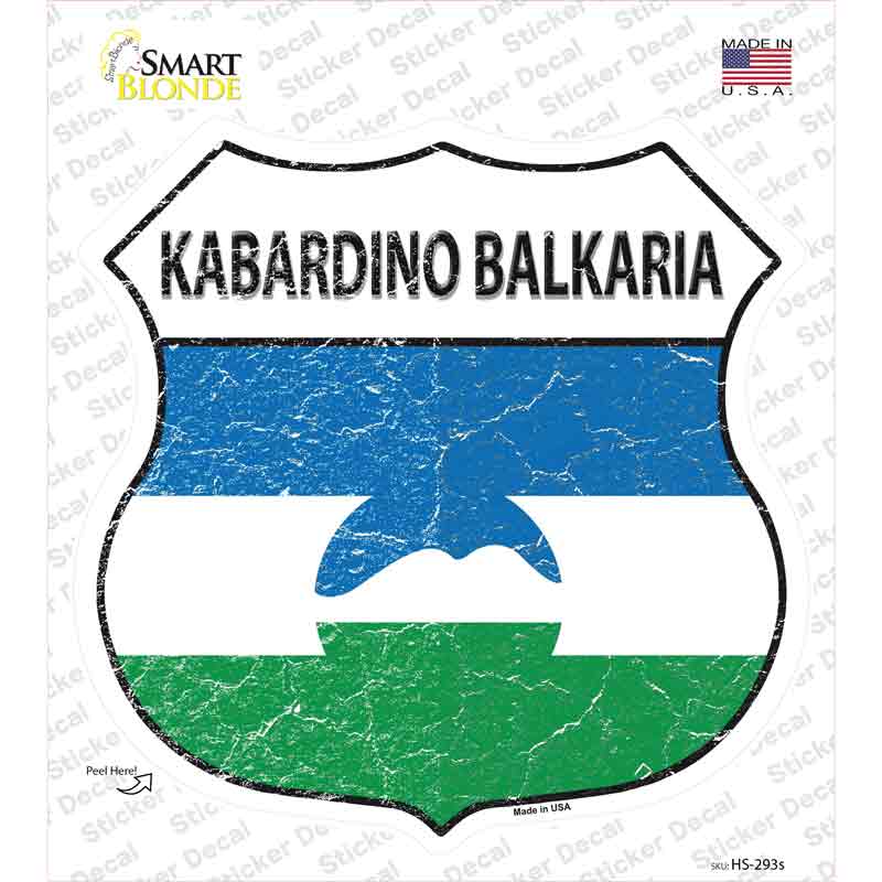 HS-293s-M Kabardino Balkaria Flag Novelty Highway Shield Sticker Decal - Medium