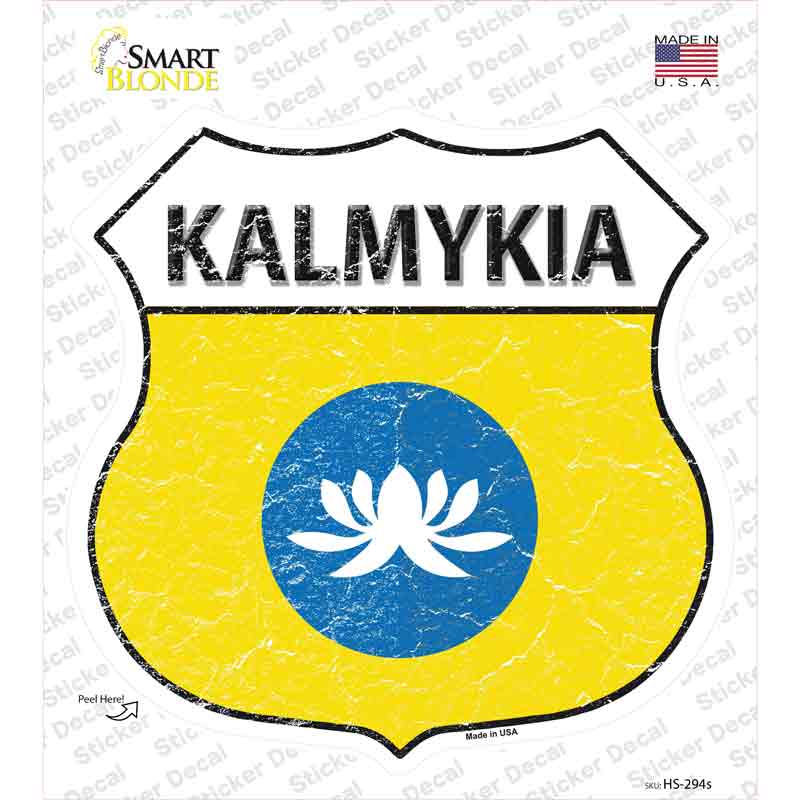 HS-294s-M Kalmykia Flag Novelty Highway Shield Sticker Decal - Medium