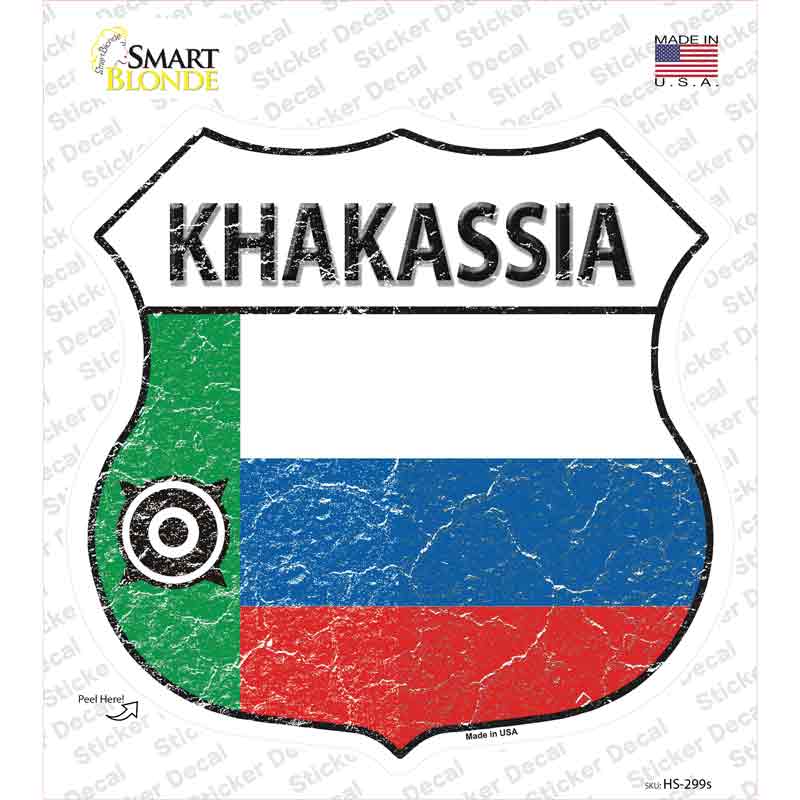 HS-299s-M Khakassia Flag Novelty Highway Shield Sticker Decal - Medium