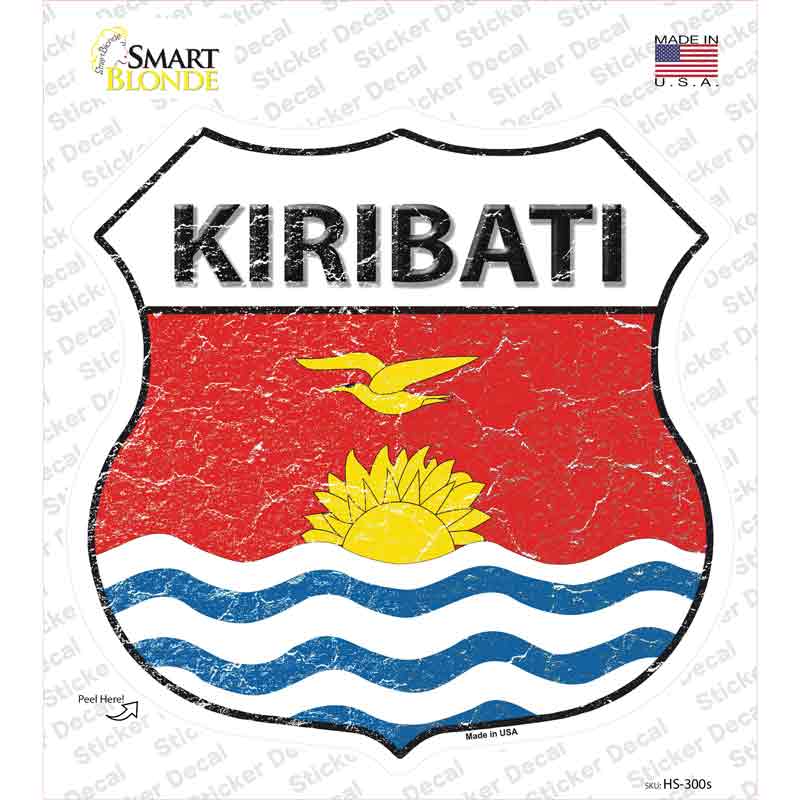 HS-300s-M Kiribati Flag Novelty Highway Shield Sticker Decal - Medium