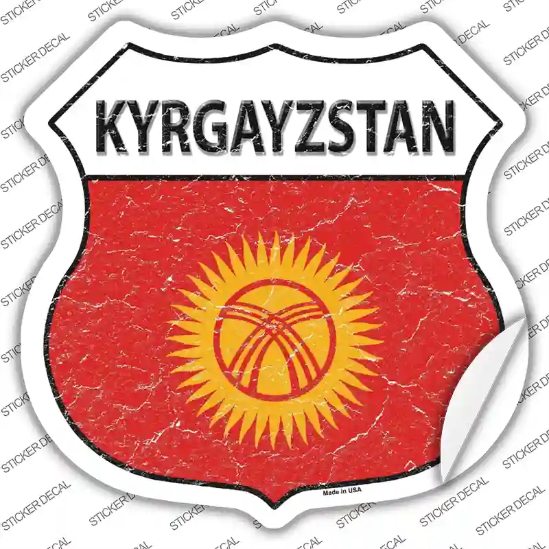 HS-306s-XL Kyrgyzstan Flag Novelty Highway Shield Sticker Decal - Extra Large