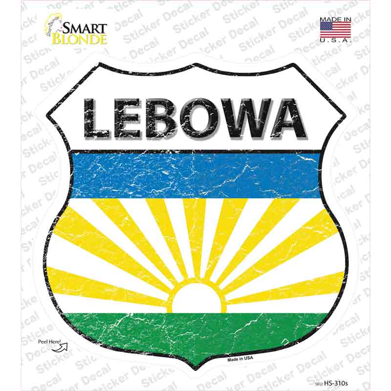 HS-310s-M Lebowa Flag Novelty Highway Shield Sticker Decal - Medium