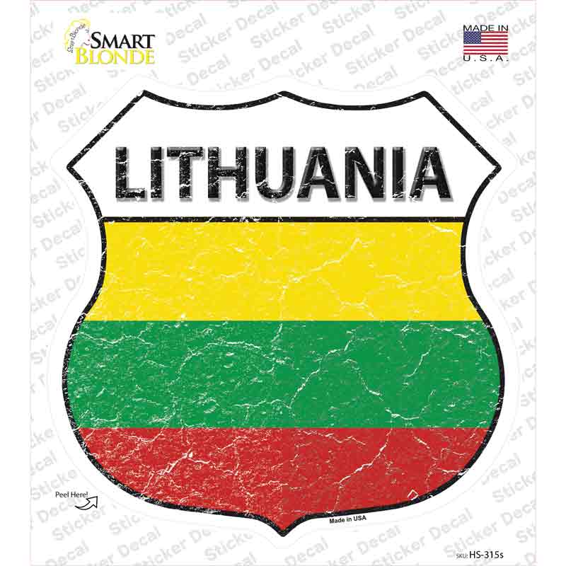 HS-315s-M Lithuania Flag Novelty Highway Shield Sticker Decal - Medium