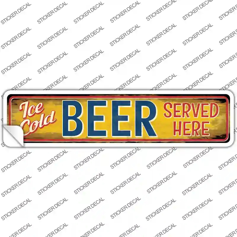 K-735s-S Ice Cold Beer Served Here Novelty Narrow Sticker Decal - Small