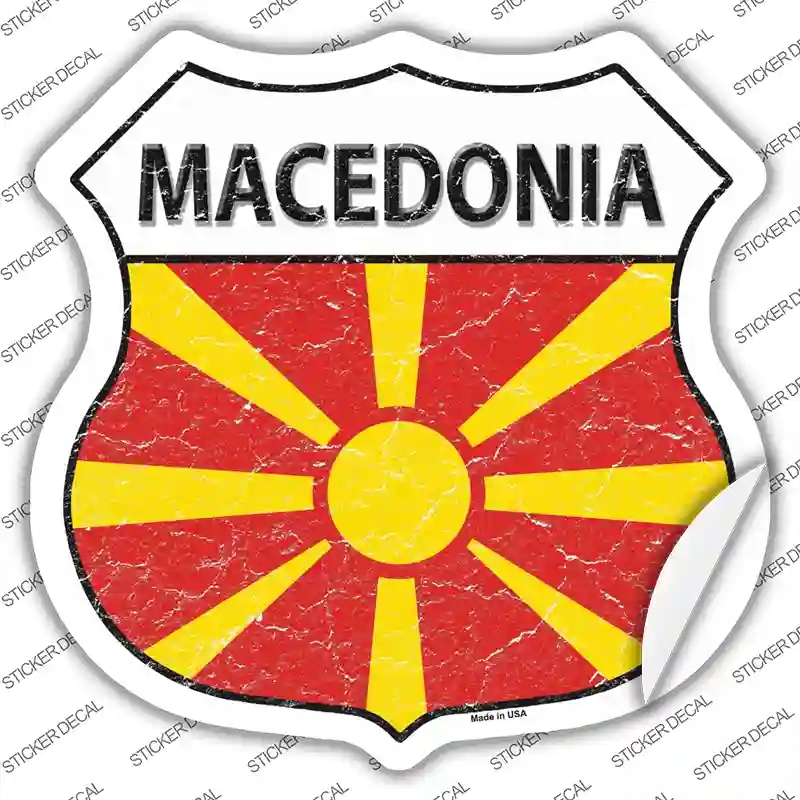 HS-318s-S Macedonia Flag Novelty Highway Shield Sticker Decal - Small
