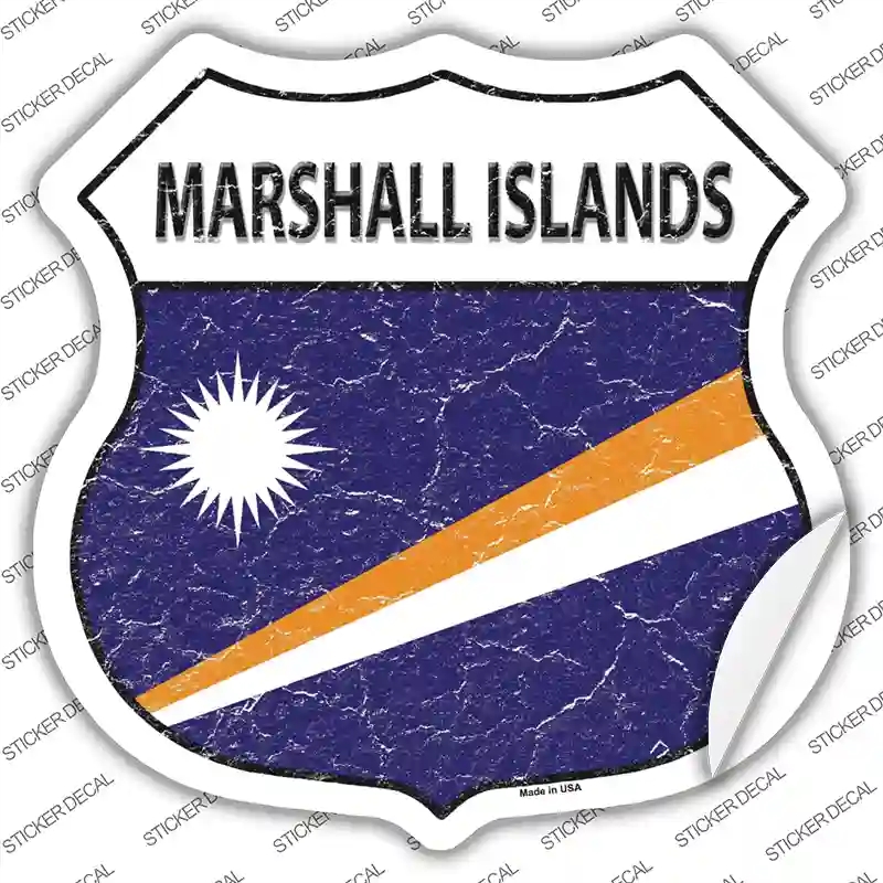 HS-327s-S Marshall Islands Flag Novelty Highway Shield Sticker Decal - Small