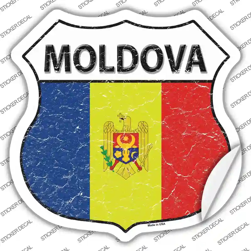 HS-335s-S Moldova Flag Novelty Highway Shield Sticker Decal - Small