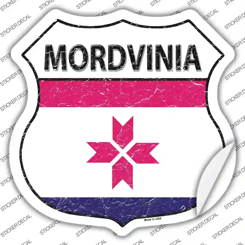 HS-339s-XL Mordvinia Flag Novelty Highway Shield Sticker Decal - Extra Large