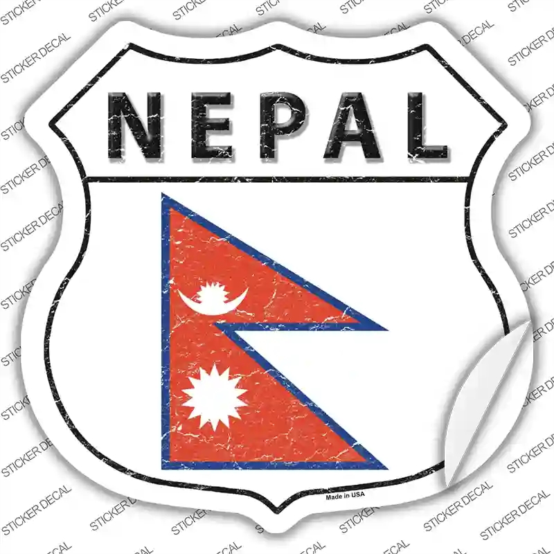 HS-346s-XL Nepal Flag Novelty Highway Shield Sticker Decal - Extra Large