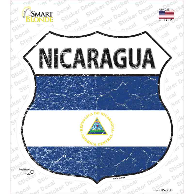 HS-351s-M Nicaragua Flag Novelty Highway Shield Sticker Decal - Medium