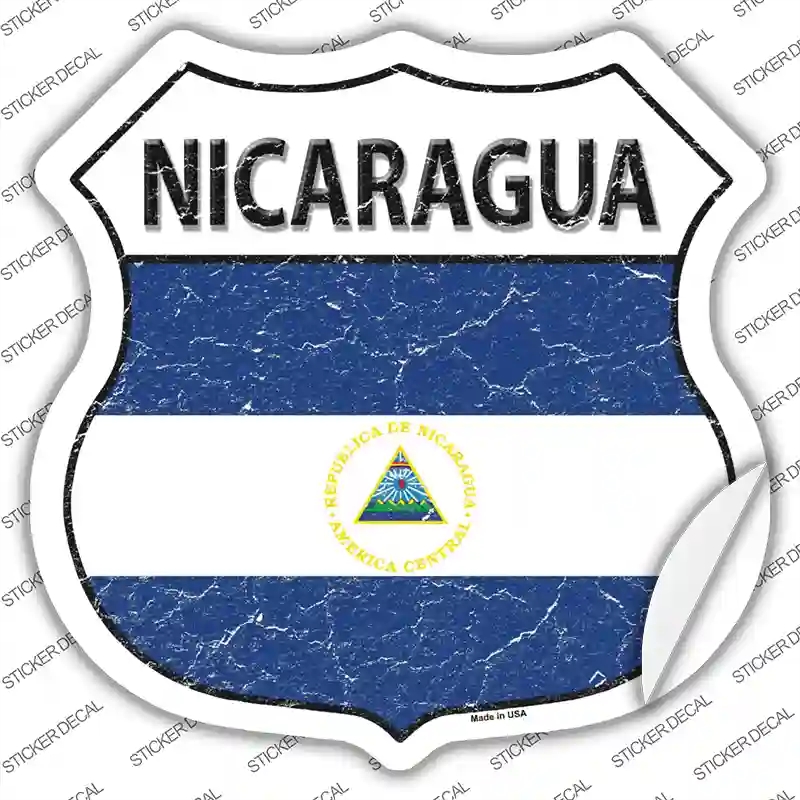 HS-351s-S Nicaragua Flag Novelty Highway Shield Sticker Decal - Small