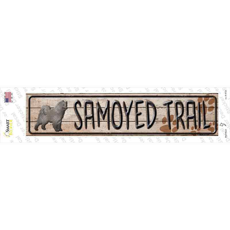 K-472s-M Samoyed Trail Novelty Narrow Sticker Decal - Medium