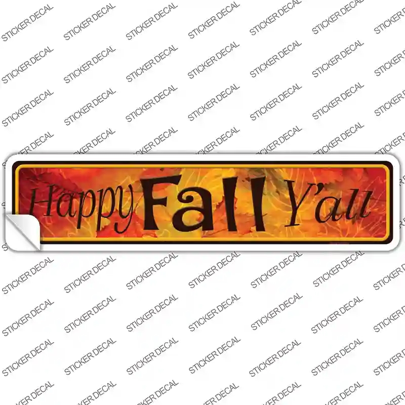 K-509s-XL Happy Fall Yall Orange Novelty Narrow Sticker Decal - Extra Large