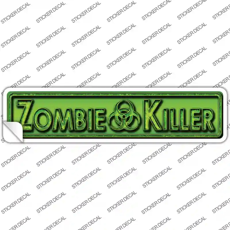 K-544s-S Zombie Killer Green Novelty Narrow Sticker Decal - Small
