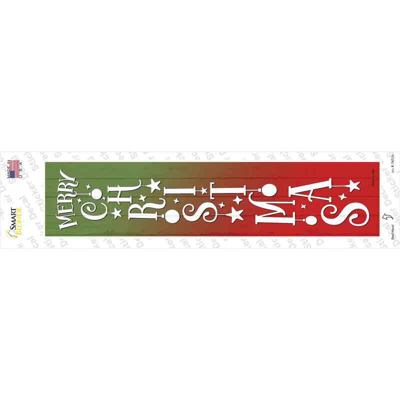 K-1653s-M Merry Christmas Ornaments Red Novelty Narrow Sticker Decal - Medium