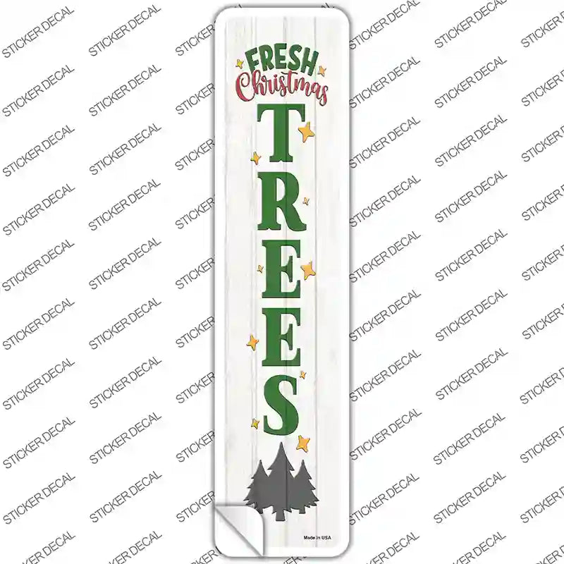 K-1692s-S Fresh Christmas Trees White Novelty Narrow Sticker Decal - Small