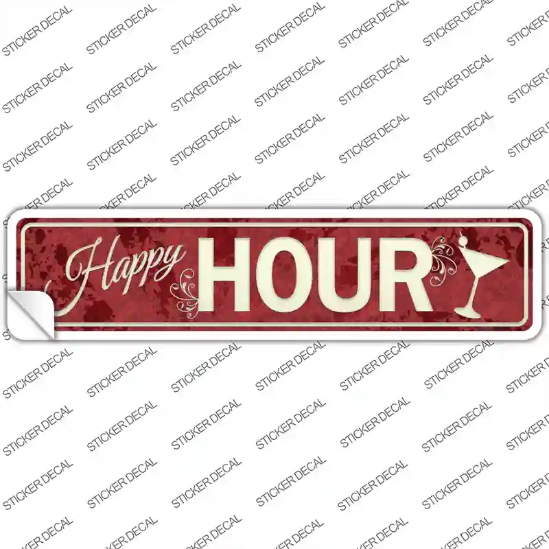 K-734s-S Happy Hour Novelty Narrow Sticker Decal - Small