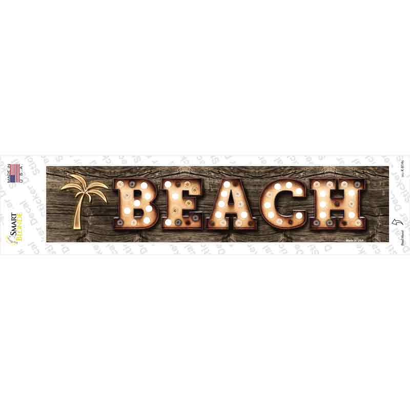 K-814s-M Beach Palm Tree Bulb Lettering Novelty Narrow Sticker Decal - Medium