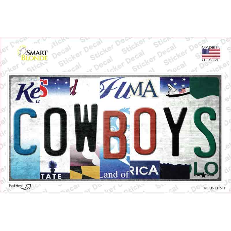LP-13151s-M Cowboys Strip Art Novelty Sticker Decal - Medium