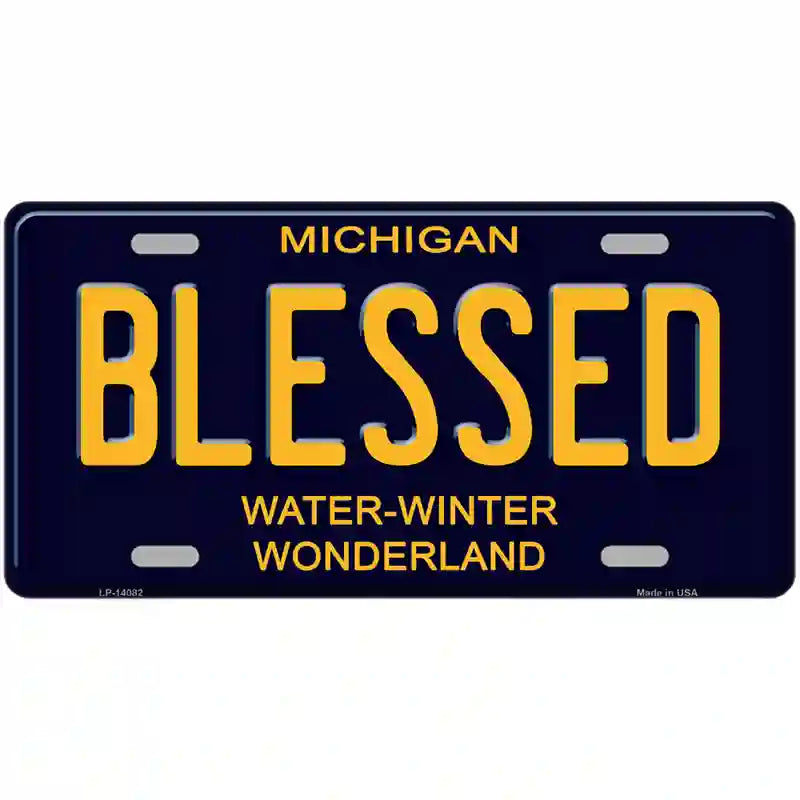 LLP-14082 24 x 12 in. Blessed Michigan Blue Novelty License Plate