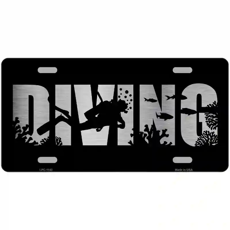 LLPC-1143 24 x 12 in. Diving Brushed Chrome Novelty Metal License Plate