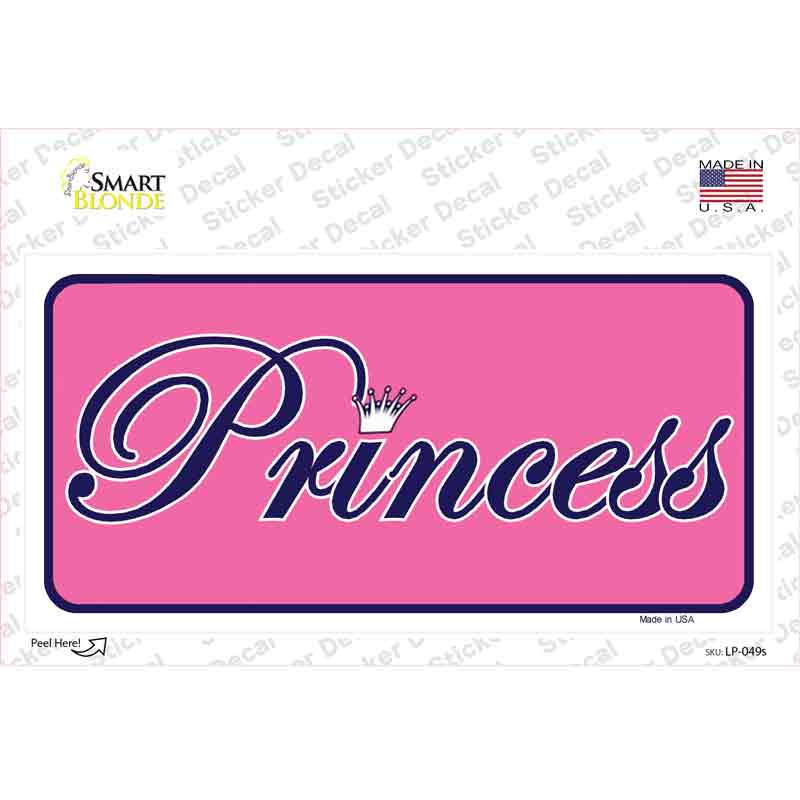 LP-049s-M Pink Princess Tiara Novelty Sticker Decal - Medium