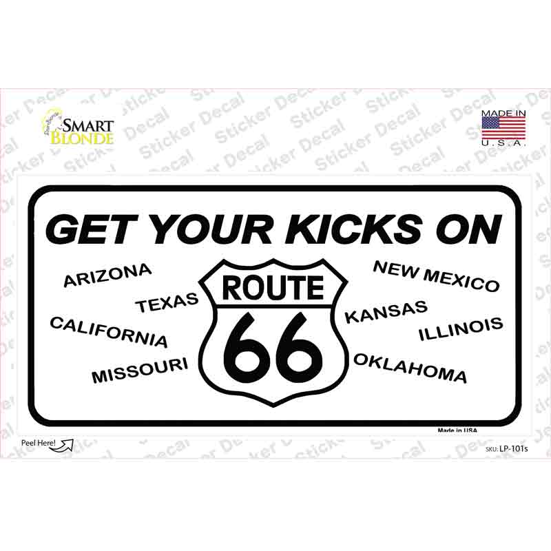 LP-101s-M Get Your Kicks on 66 Novelty Sticker Decal - Medium