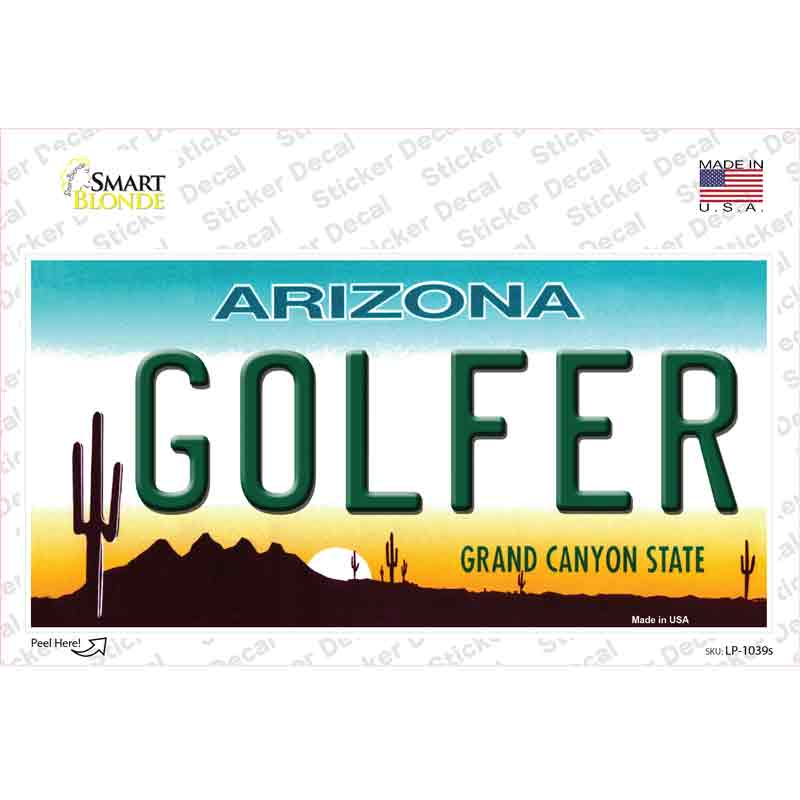 LP-1039s-M Golfer Arizona Novelty Sticker Decal - Medium