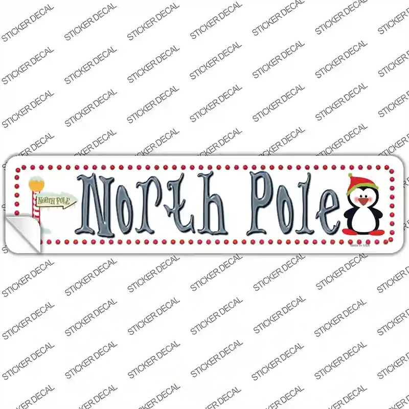 K-504s-XL North Pole White Novelty Narrow Sticker Decal - Extra Large