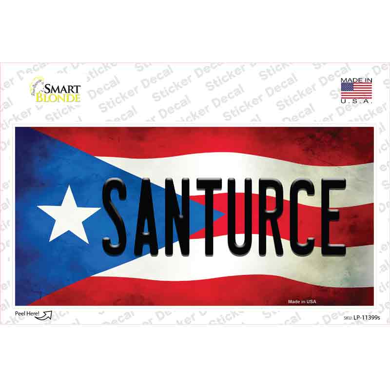 LP-11399s-M Santurce Puerto Rico Flag Novelty Sticker Decal - Medium