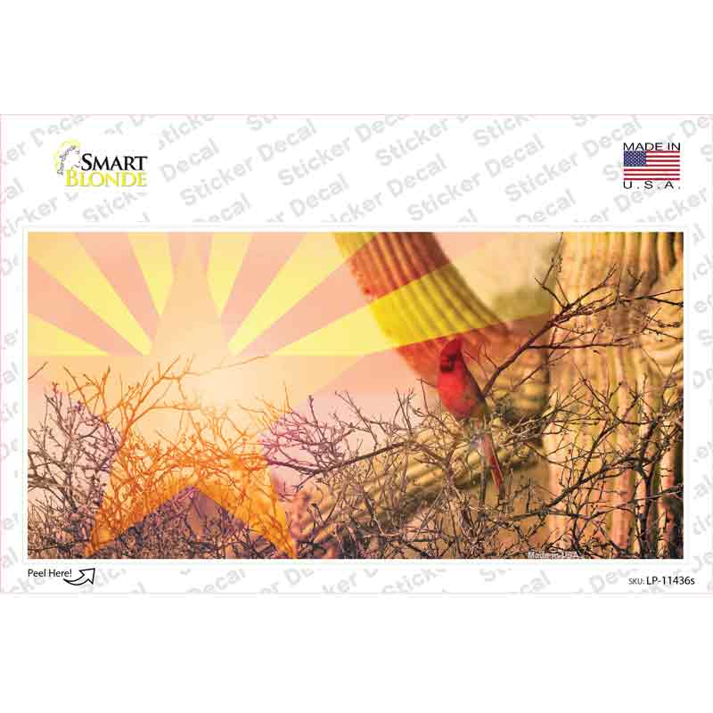 LP-11436s-M Arizona State Flag Overlay on Cardinal Novelty Sticker Decal - Medium