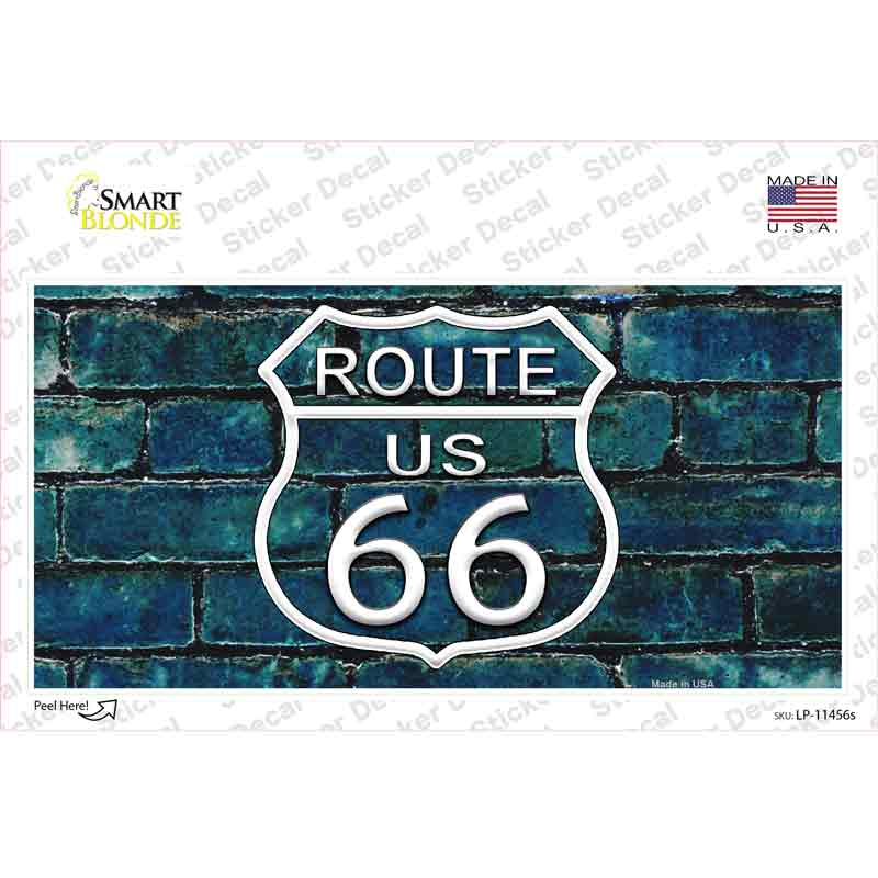 LP-11456s-M Route 66 Blue Brick Wall Novelty Sticker Decal - Medium