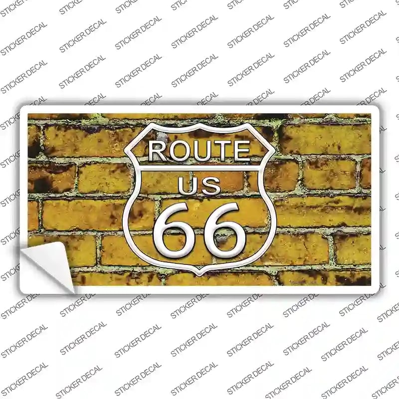 LP-11459s-S Route 66 Yellow Brick Wall Novelty Sticker Decal - Small