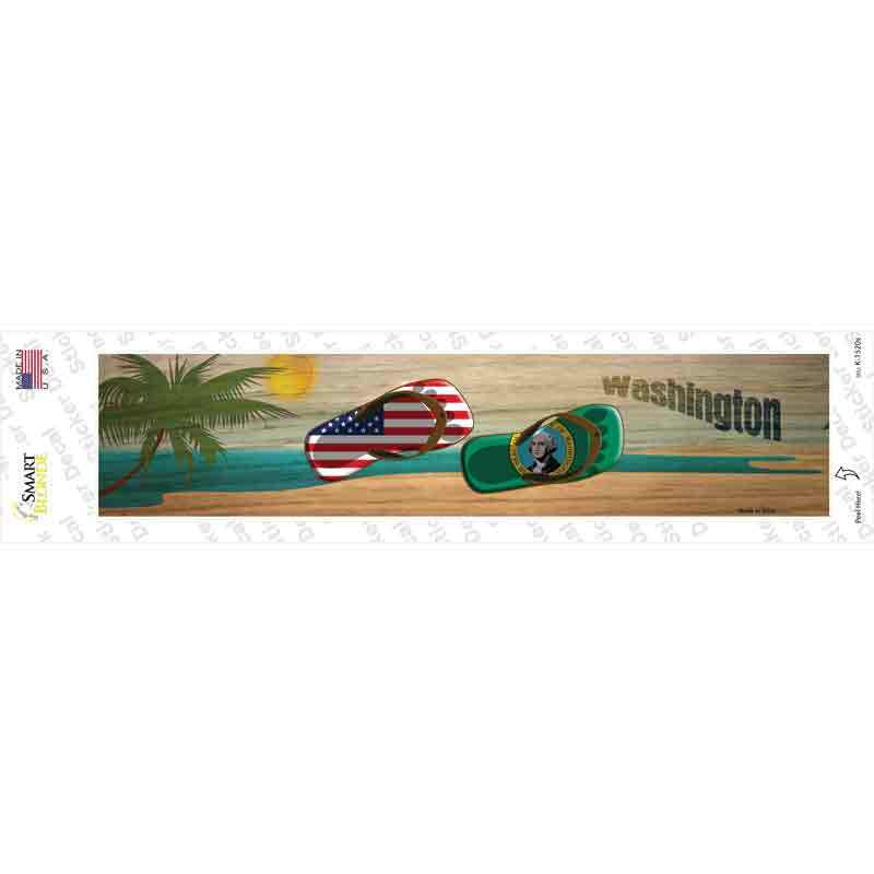 K-1520s-M Washington & US Flag Novelty Narrow Sticker Decal - Medium