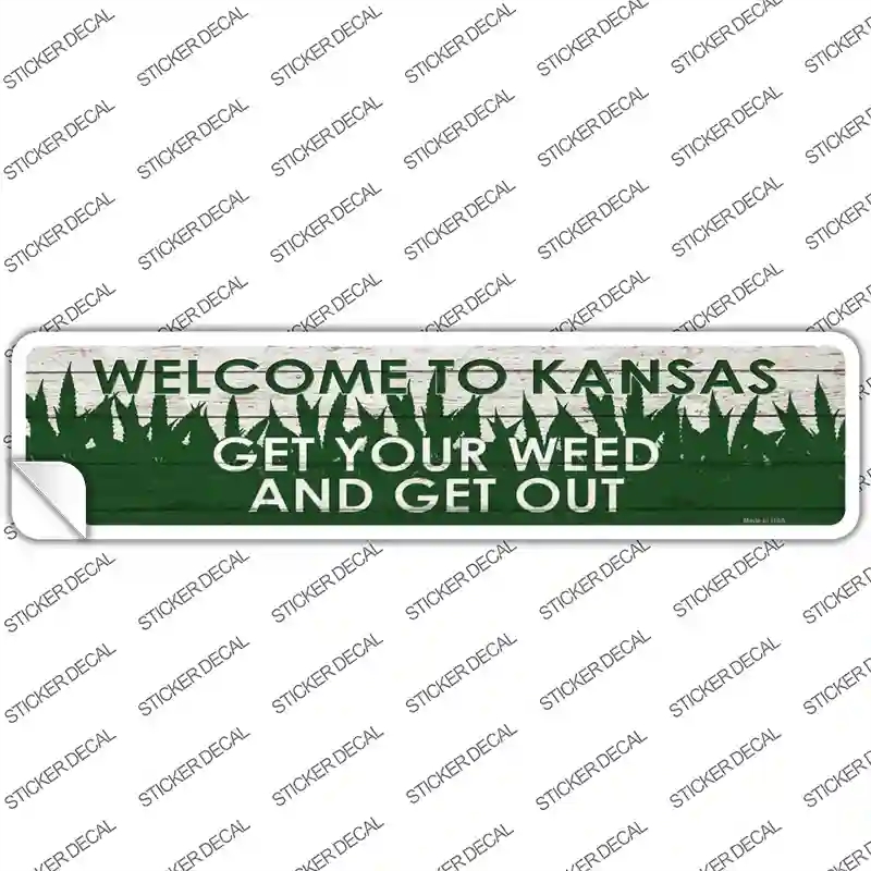 K-1568s-S Kansas Weed Novelty Narrow Sticker Decal - Small