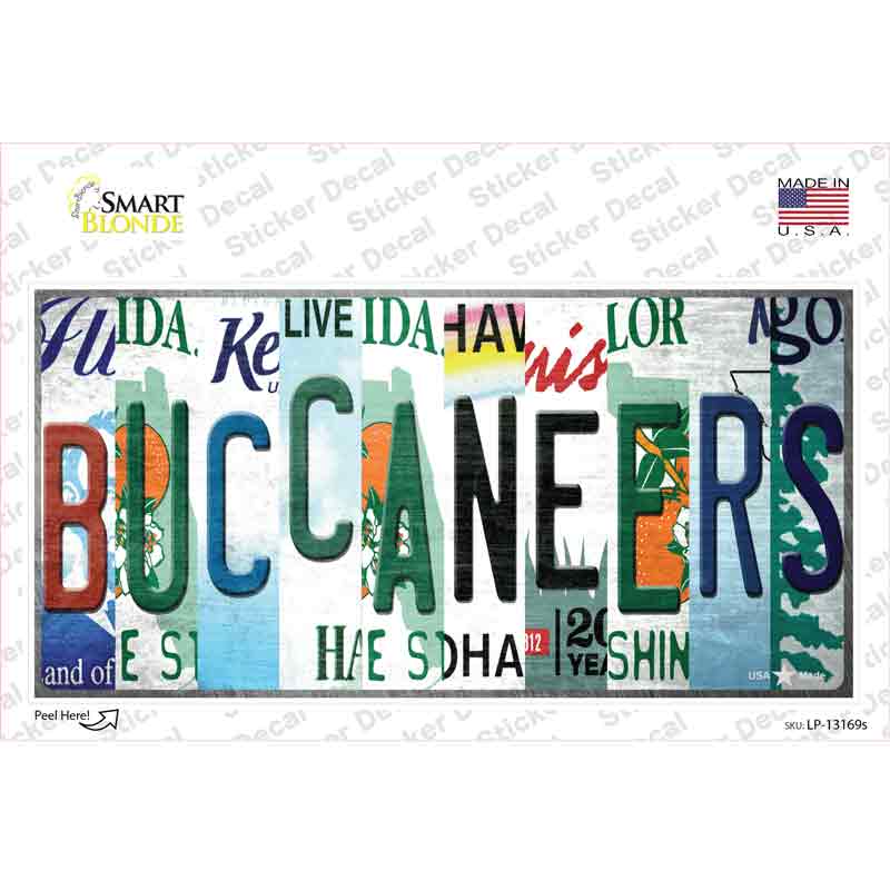 LP-13169s-M Buccaneers Strip Art Novelty Sticker Decal - Medium