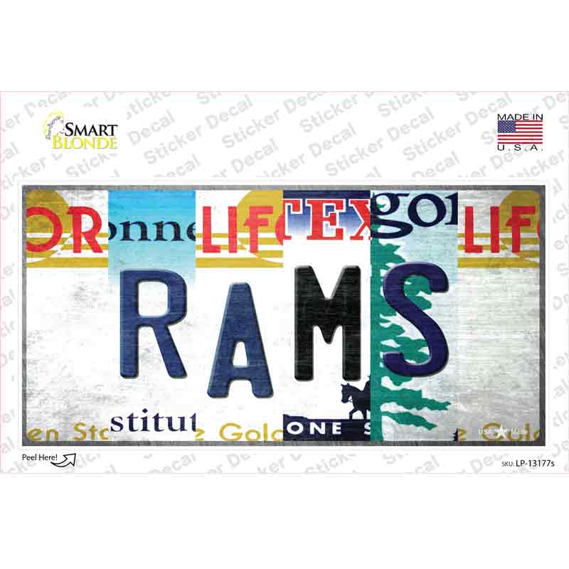 LP-13177s-M Rams Strip Art Novelty Sticker Decal - Medium