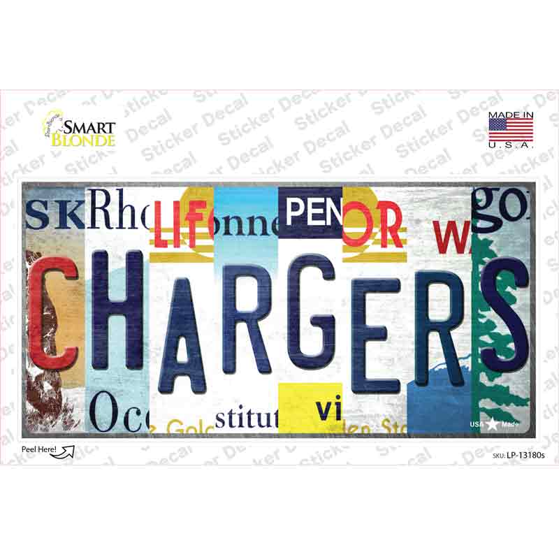 LP-13180s-M Chargers Strip Art Novelty Sticker Decal - Medium